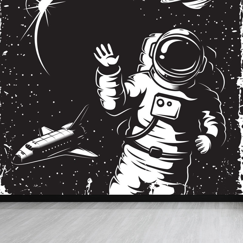 Brehn | Astronomie Buitenruimte Muur Decal Kids Stijl Niet-geweven Stof Wanddecoratie in Donkere Kleur