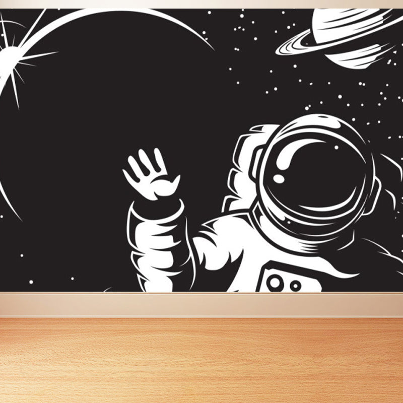 Brehn | Astronomie Buitenruimte Muur Decal Kids Stijl Niet-geweven Stof Wanddecoratie in Donkere Kleur