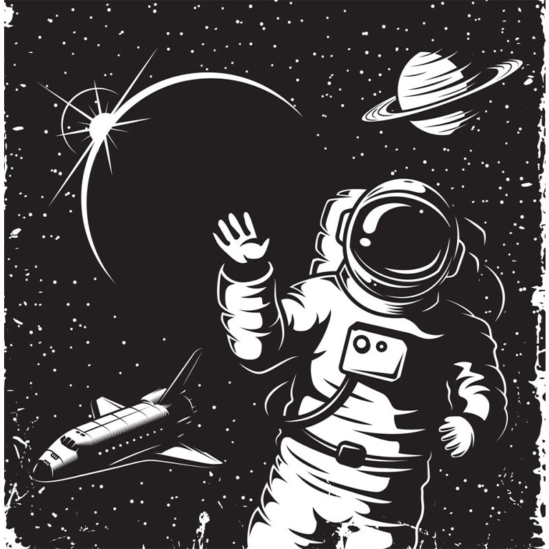 Brehn | Astronomie Buitenruimte Muur Decal Kids Stijl Niet-geweven Stof Wanddecoratie in Donkere Kleur