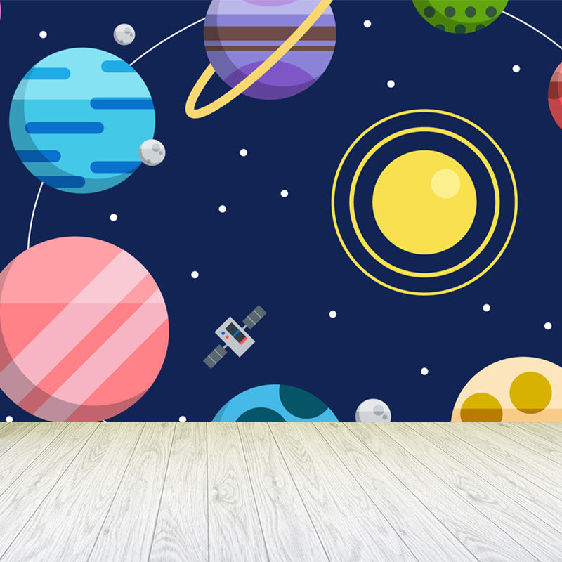 Brehn | Kinder Cosmos Raumschiff Wandmural Sanfte Farbe Wasserabweisende Wandkunst für Jungenzimmer