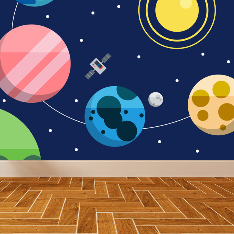 Brehn | Kinder Cosmos Raumschiff Wandmural Sanfte Farbe Wasserabweisende Wandkunst für Jungenzimmer