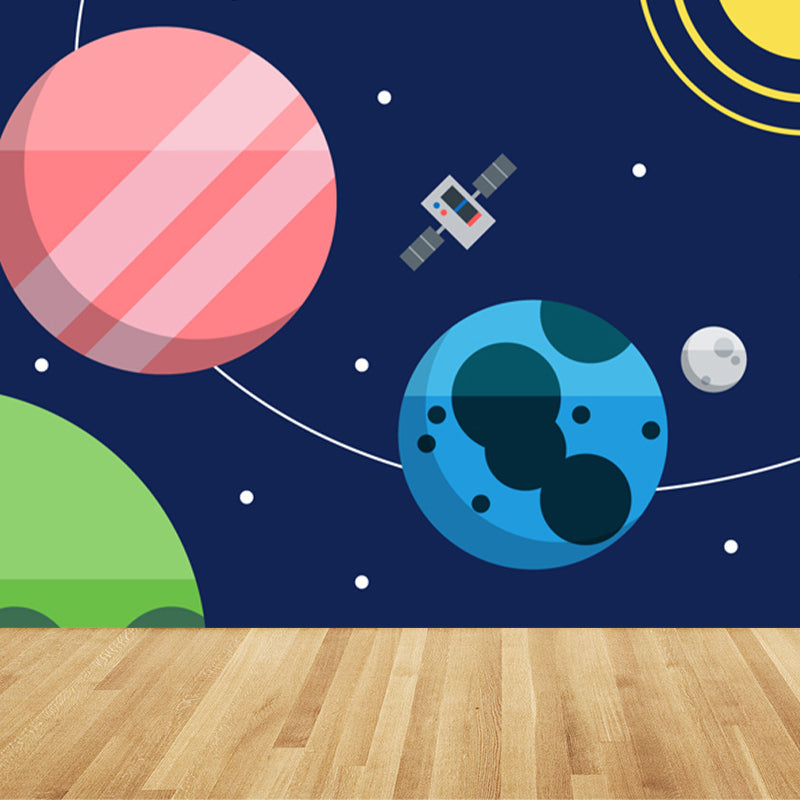 Brehn | Kinder Cosmos Raumschiff Wandmural Sanfte Farbe Wasserabweisende Wandkunst für Jungenzimmer