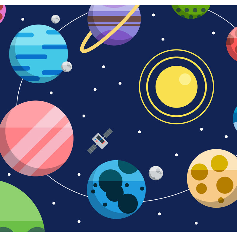 Brehn | Kinder Cosmos Raumschiff Wandmural Sanfte Farbe Wasserabweisende Wandkunst für Jungenzimmer