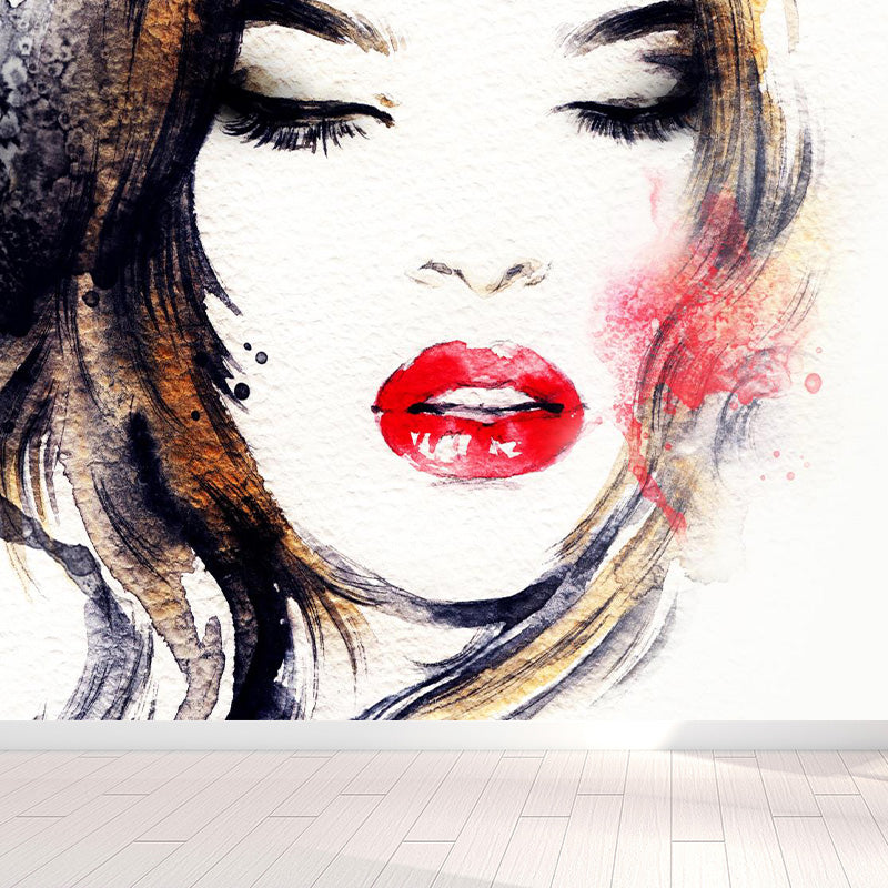 Brehn | Mode Meisje Portret Wanddecoratie Muurmodern Glad Wanddecor in Pastel Kleur