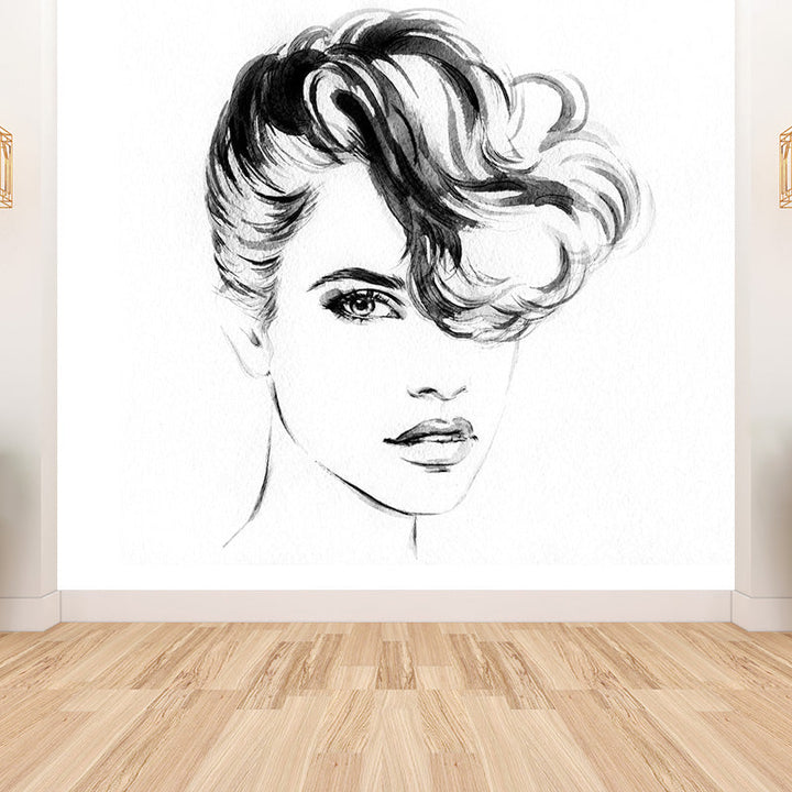 Brehn | Mode Meisje Portret Wanddecoratie Muurmodern Glad Wanddecor in Pastel Kleur