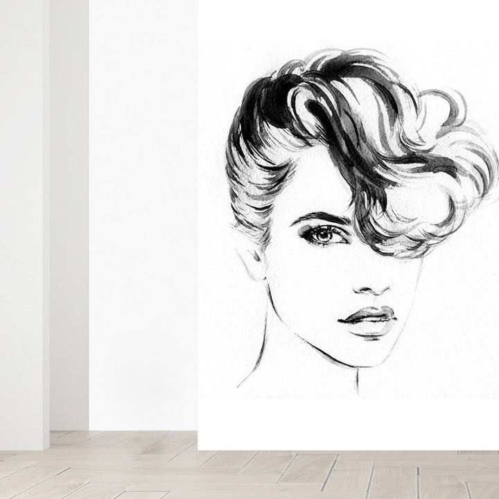 Brehn | Mode Meisje Portret Wanddecoratie Muurmodern Glad Wanddecor in Pastel Kleur