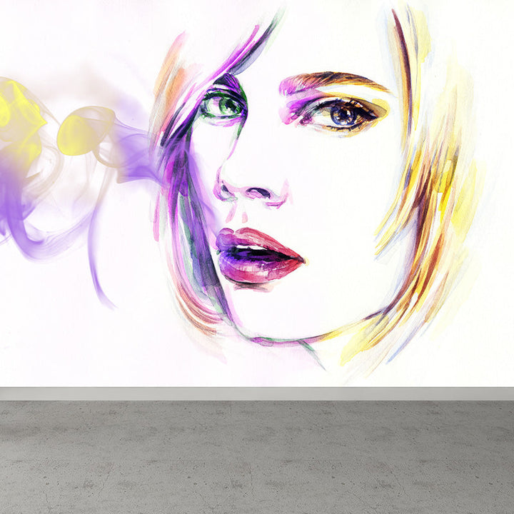 Brehn | Mode Meisje Portret Wanddecoratie Muurmodern Glad Wanddecor in Pastel Kleur