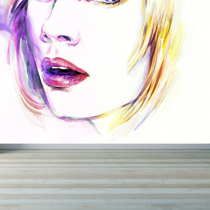 Brehn | Mode Meisje Portret Wanddecoratie Muurmodern Glad Wanddecor in Pastel Kleur
