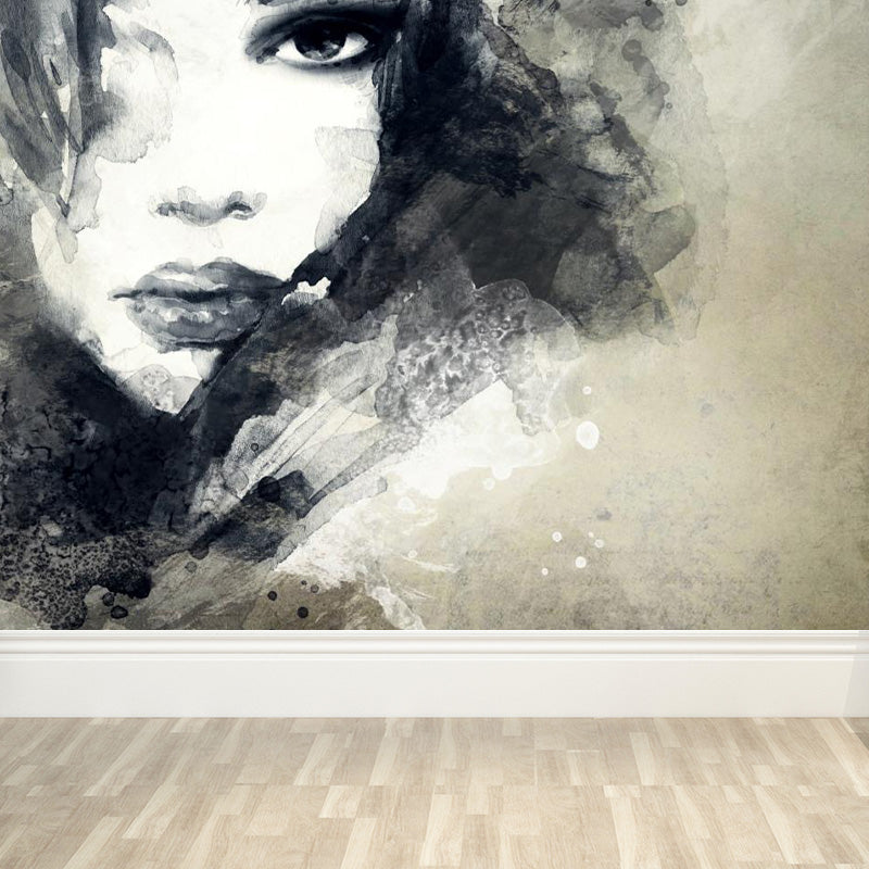 Brehn | Illustration Frau Modell Wandbild Aufkleber für Mädchen Schlafzimmer, Helle Farbe, Maßgefertigt