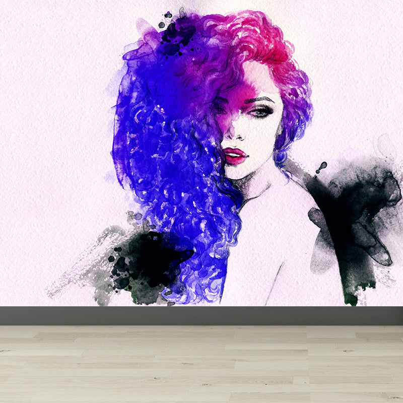 Brehn | Illustration Frau Modell Wandbild Aufkleber für Mädchen Schlafzimmer, Helle Farbe, Maßgefertigt
