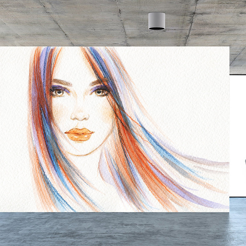 Brehn | Coole Frau Wandtapete Hausinterieur Figurenzeichnung Wandkunst, Maßanfertigung