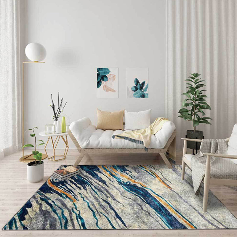 Brehn | Ungewöhnlicher Multi-Color-Industrieteppich Polyester-Wirbel Streifenmuster Teppich Waschbar Rutschfeste Unterlage Tierfreundlicher Teppich für Zuhause