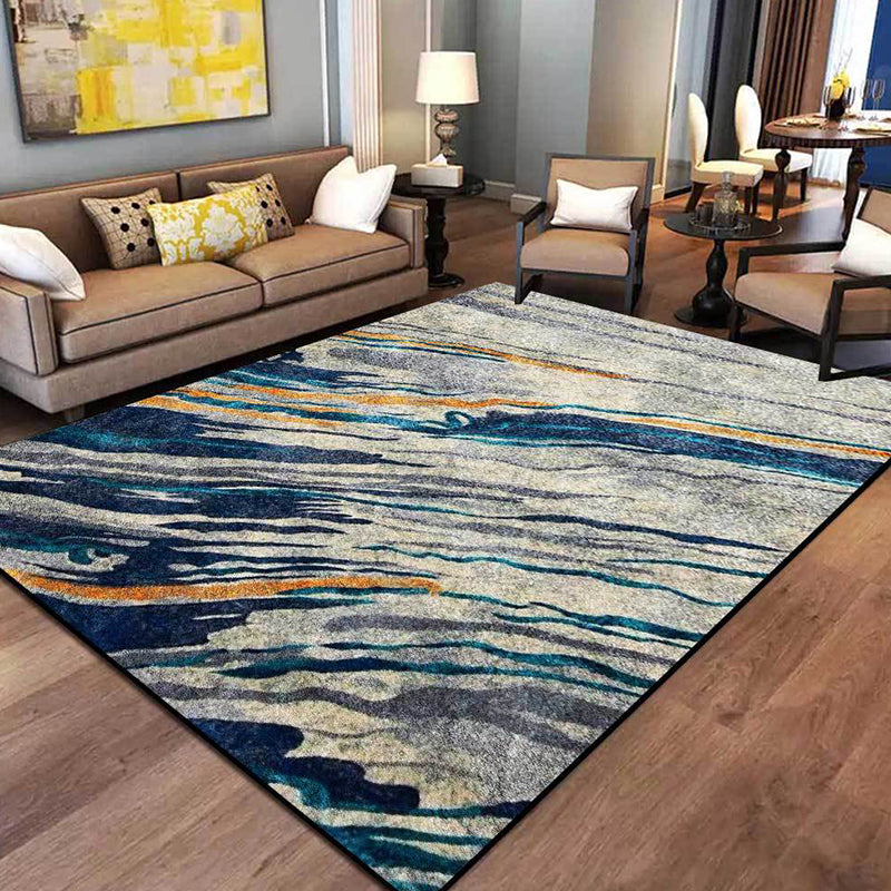 Brehn | Ungewöhnlicher Multi-Color-Industrieteppich Polyester-Wirbel Streifenmuster Teppich Waschbar Rutschfeste Unterlage Tierfreundlicher Teppich für Zuhause