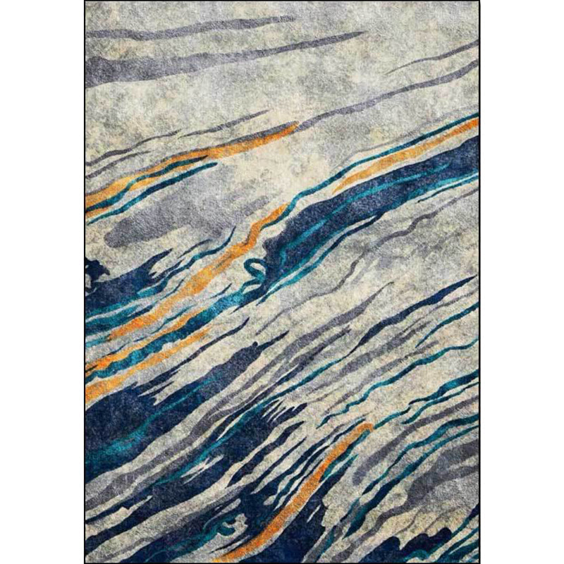 Brehn | Ungewöhnlicher Multi-Color-Industrieteppich Polyester-Wirbel Streifenmuster Teppich Waschbar Rutschfeste Unterlage Tierfreundlicher Teppich für Zuhause
