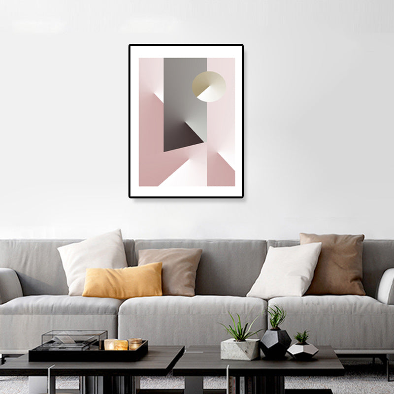 Brehn | Illustration Geometrisches Leinwanddruck Texturiertes Nordisches Küchen Wandkunst in Pastellfarbe