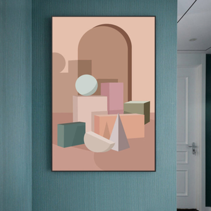 Brehn | Nordische Architektur Geometrische Leinwand Pastellfarbig Texturiertes Wandkunst Druck für Zuhause