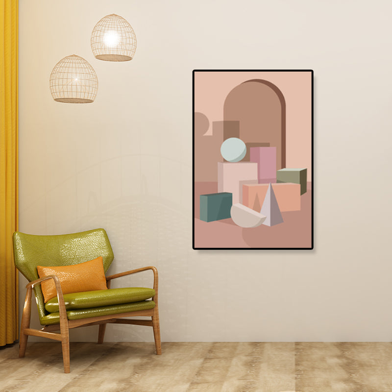 Brehn | Nordische Architektur Geometrische Leinwand Pastellfarbig Texturiertes Wandkunst Druck für Zuhause
