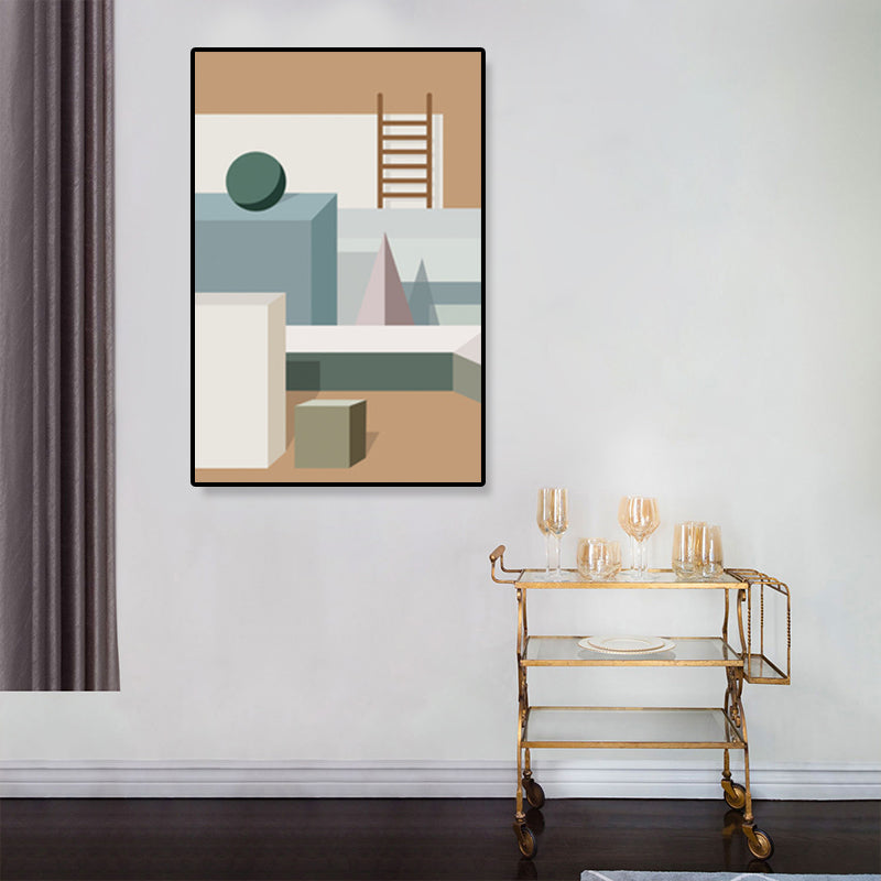 Brehn | Nordische Architektur Geometrische Leinwand Pastellfarbig Texturiertes Wandkunst Druck für Zuhause