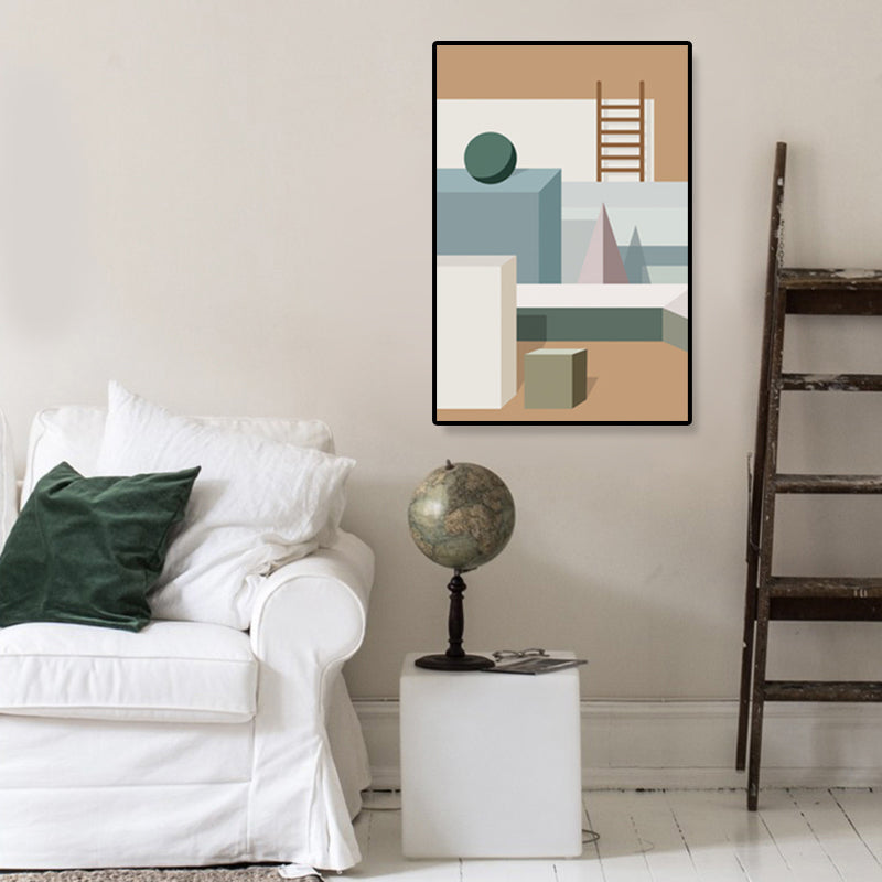Brehn | Nordische Architektur Geometrische Leinwand Pastellfarbig Texturiertes Wandkunst Druck für Zuhause
