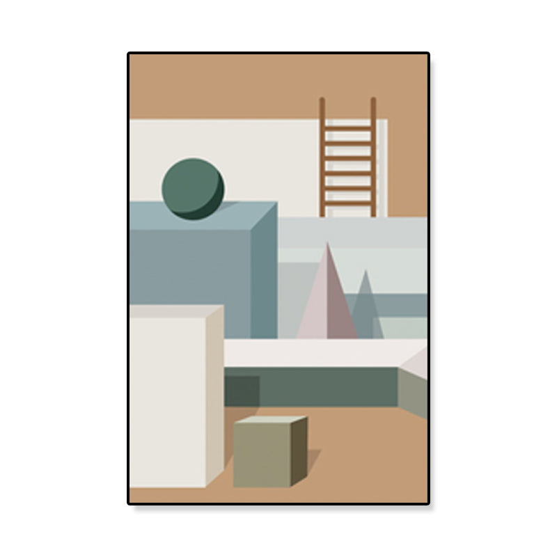 Brehn | Nordische Architektur Geometrische Leinwand Pastellfarbig Texturiertes Wandkunst Druck für Zuhause