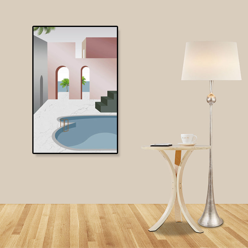 Brehn | Nordische Architektur Geometrische Leinwand Pastellfarbig Texturiertes Wandkunst Druck für Zuhause