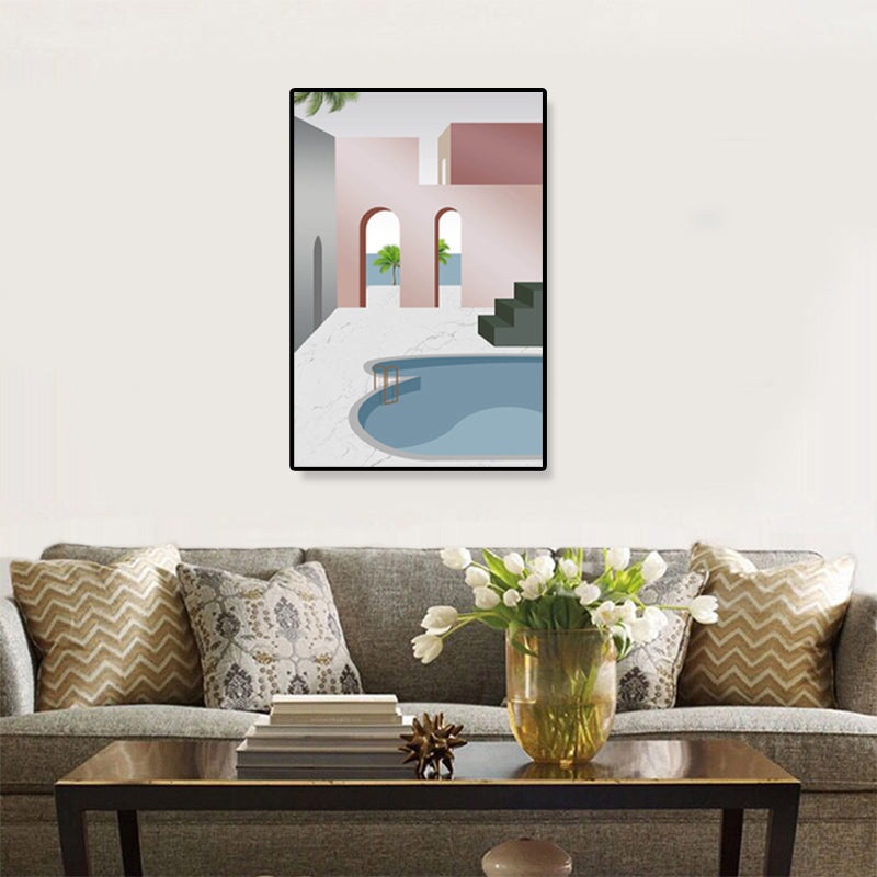 Brehn | Nordische Architektur Geometrische Leinwand Pastellfarbig Texturiertes Wandkunst Druck für Zuhause