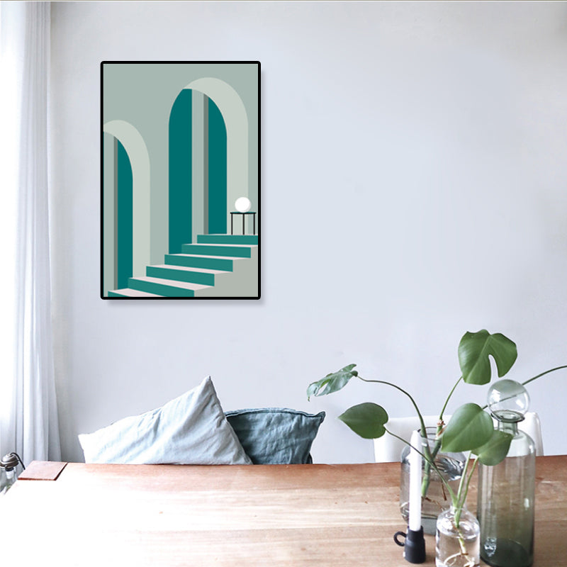 Brehn | Nordische Architektur Geometrische Leinwand Pastellfarbig Texturiertes Wandkunst Druck für Zuhause
