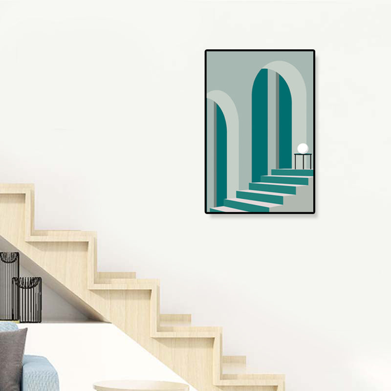 Brehn | Nordische Architektur Geometrische Leinwand Pastellfarbig Texturiertes Wandkunst Druck für Zuhause