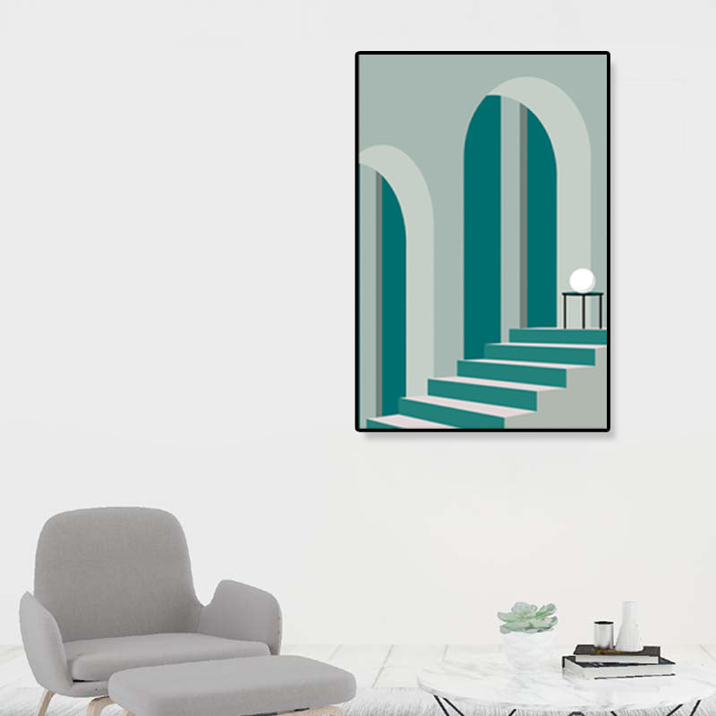 Brehn | Nordische Architektur Geometrische Leinwand Pastellfarbig Texturiertes Wandkunst Druck für Zuhause