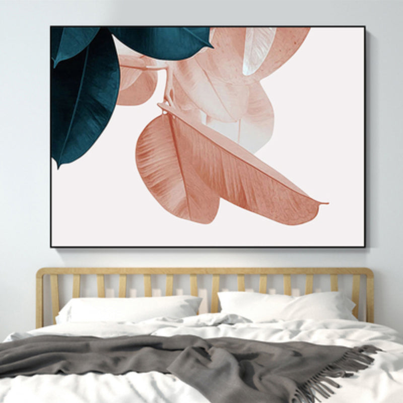 Brehn | Nordic Illustration Blatt Wandkunst Mädchen Schlafzimmer Leinwand in Pink, Mehrere Größen Verfügbar