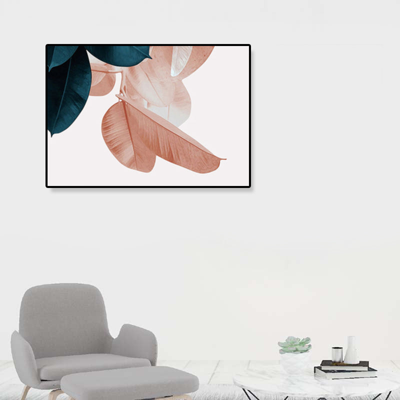 Brehn | Nordic Illustration Blatt Wandkunst Mädchen Schlafzimmer Leinwand in Pink, Mehrere Größen Verfügbar