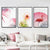 Brehn | Tropix Blumen- und Flamingo-Kunstdruck Leinwand Texturiert Rosa Wanddekoration für Zuhause, Set von 3