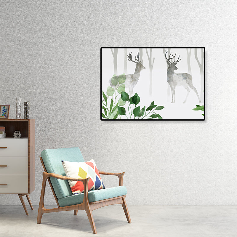 Brehn | Zeichnung Druck Landschaft Wandkunst Texturiert Nordic Wohnzimmer Leinwand in Helle Farbe