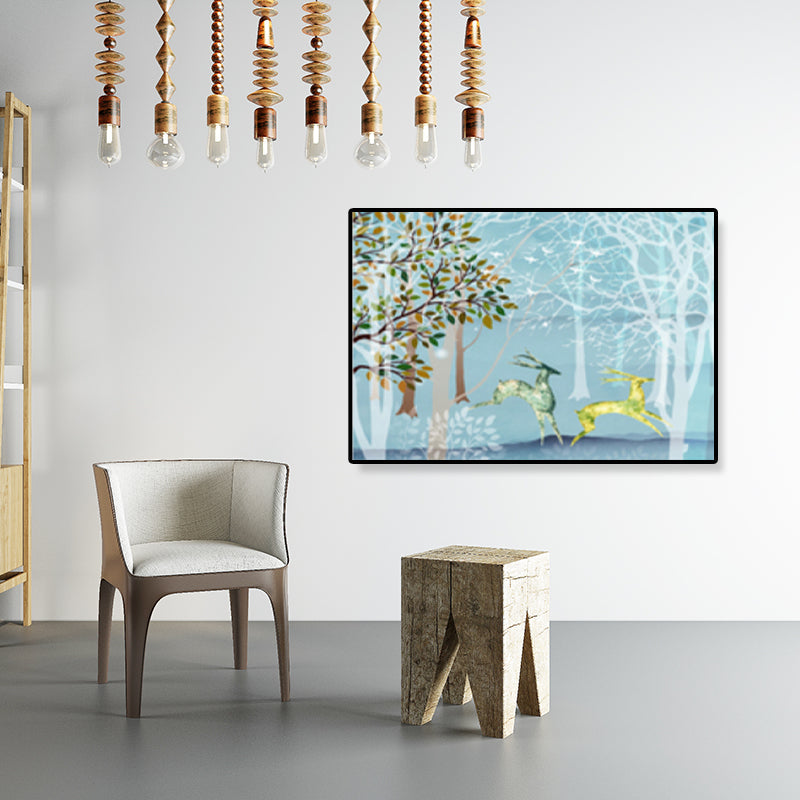 Brehn | Zeichnung Druck Landschaft Wandkunst Texturiert Nordic Wohnzimmer Leinwand in Helle Farbe