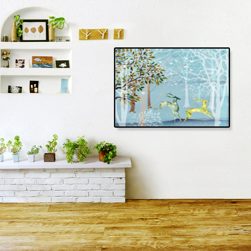 Brehn | Zeichnung Druck Landschaft Wandkunst Texturiert Nordic Wohnzimmer Leinwand in Helle Farbe