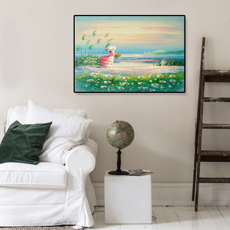 Brehn | Zeichnung Druck Landschaft Wandkunst Texturiert Nordic Wohnzimmer Leinwand in Helle Farbe
