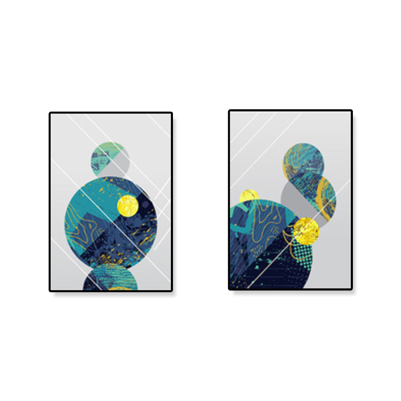 Brehn | Geometrische Canvas Wandkunst Hellfarbe Nordischer Stil Wanddekoration für Treppen, Set von 2