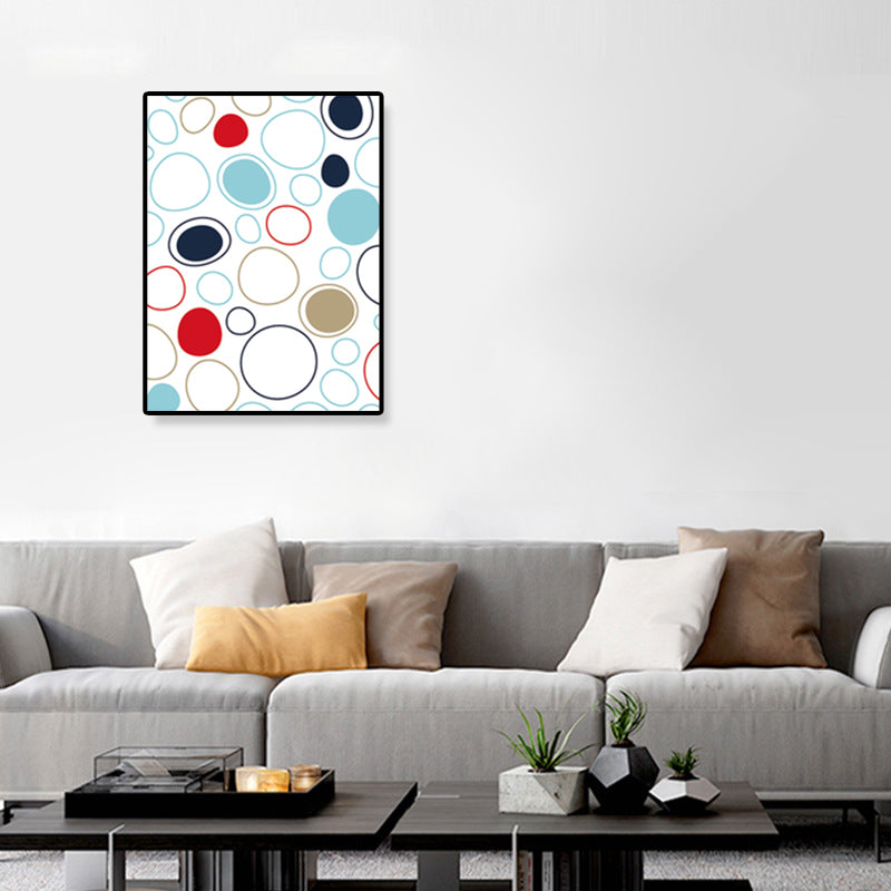 Brehn | Geometrische Wandkunst Nordisch Liebe Blasen Leinwanddruck in Weiß für das Wohnzimmer