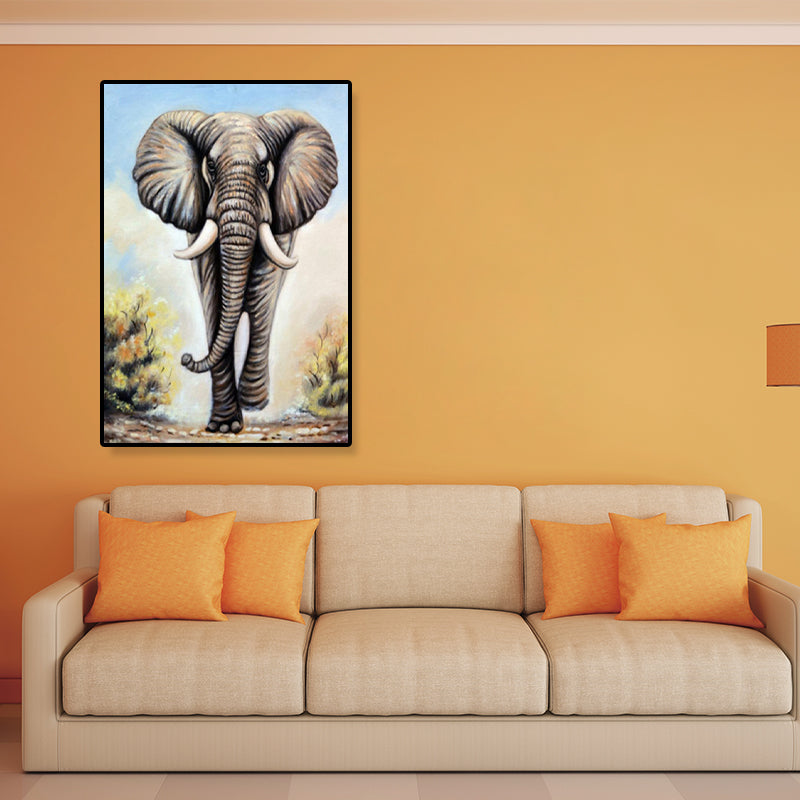 Brehn | Asiatischer Stil Elefant Kunstdruck Leinwand Texturiert Weiche Farbe Wanddekoration für Flur