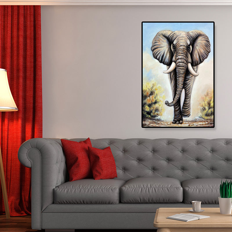 Brehn | Asiatischer Stil Elefant Kunstdruck Leinwand Texturiert Weiche Farbe Wanddekoration für Flur