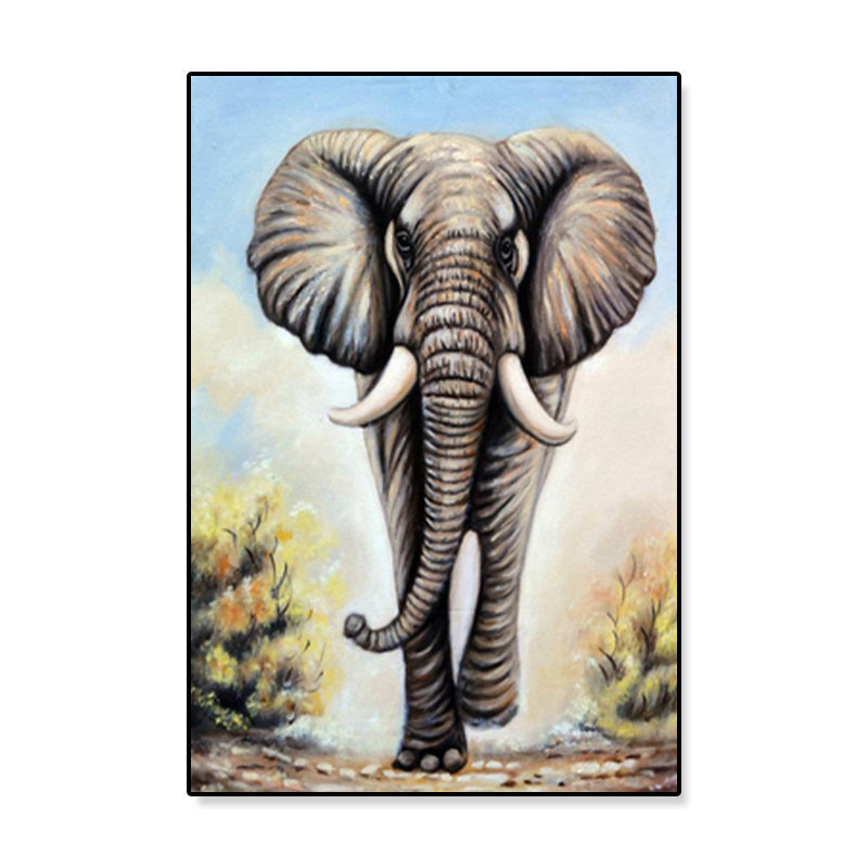 Brehn | Asiatischer Stil Elefant Kunstdruck Leinwand Texturiert Weiche Farbe Wanddekoration für Flur