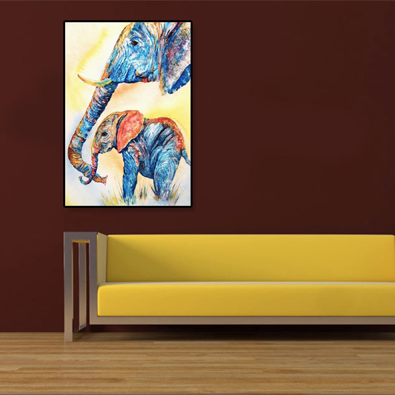 Brehn | Asiatischer Stil Elefant Kunstdruck Leinwand Texturiert Weiche Farbe Wanddekoration für Flur