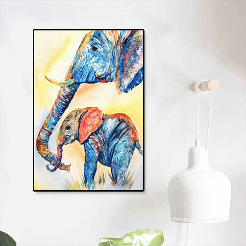 Brehn | Asiatischer Stil Elefant Kunstdruck Leinwand Texturiert Weiche Farbe Wanddekoration für Flur
