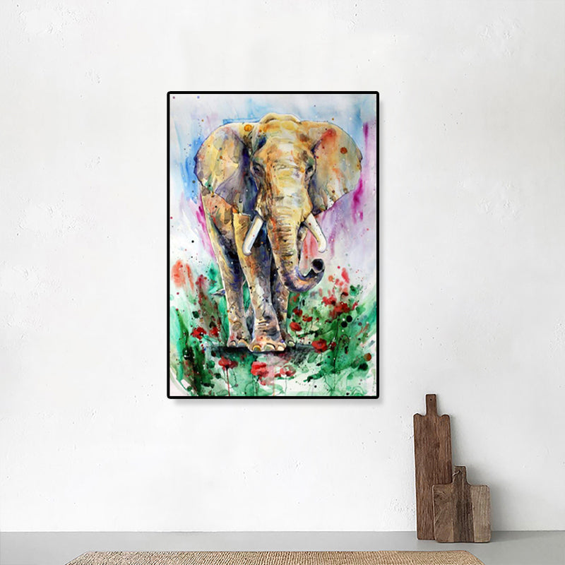 Brehn | Asiatischer Stil Elefant Kunstdruck Leinwand Texturiert Weiche Farbe Wanddekoration für Flur