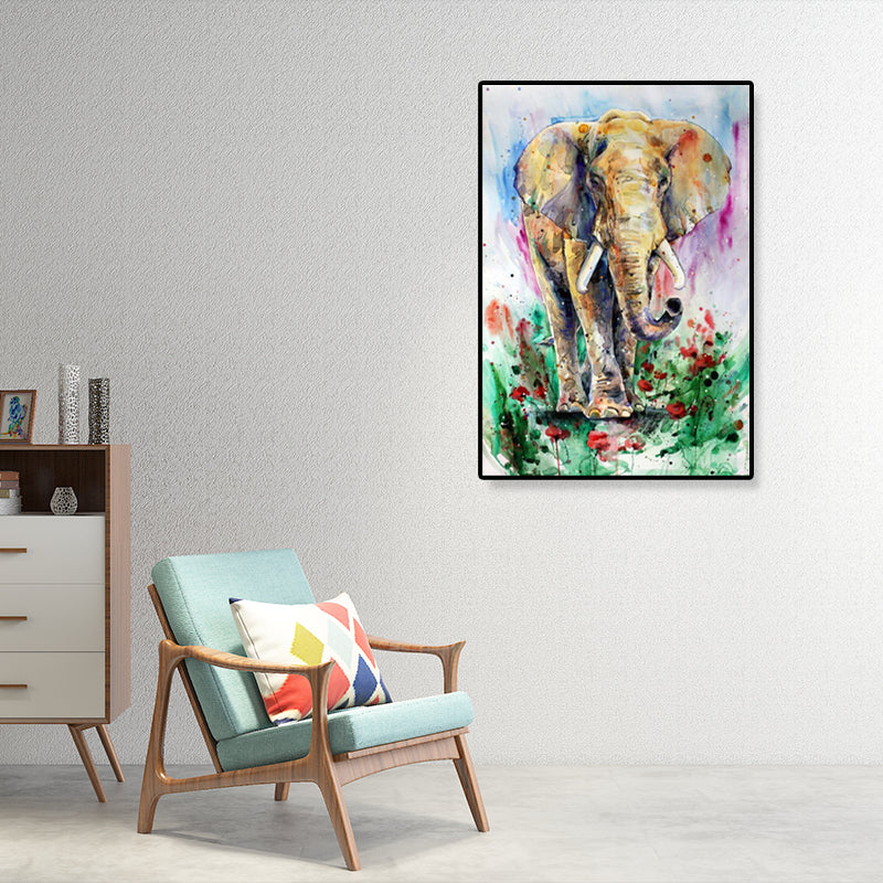 Brehn | Asiatischer Stil Elefant Kunstdruck Leinwand Texturiert Weiche Farbe Wanddekoration für Flur