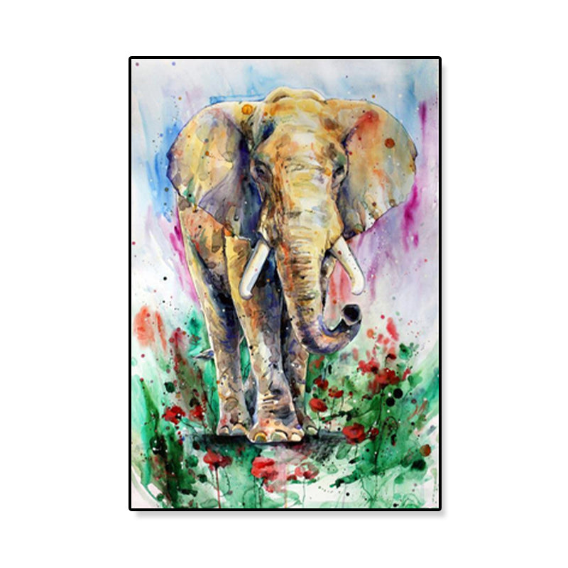 Brehn | Asiatischer Stil Elefant Kunstdruck Leinwand Texturiert Weiche Farbe Wanddekoration für Flur