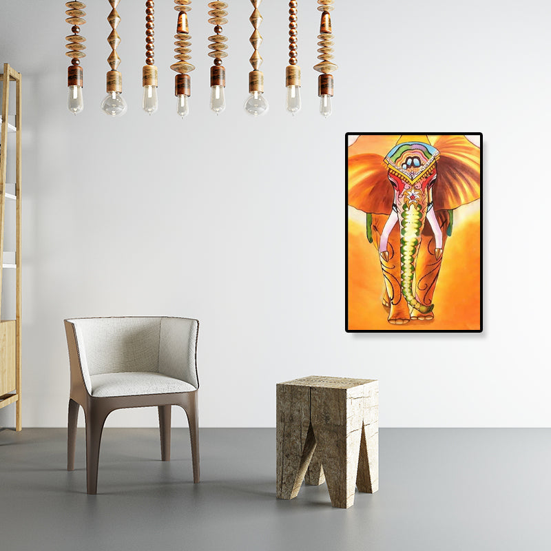 Brehn | Asiatischer Stil Elefant Kunstdruck Leinwand Texturiert Weiche Farbe Wanddekoration für Flur