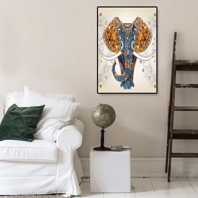 Brehn | Asiatischer Stil Elefant Kunstdruck Leinwand Texturiert Weiche Farbe Wanddekoration für Flur