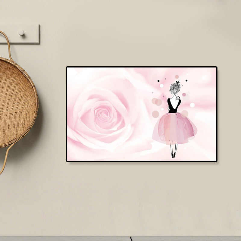 Brehn | Rose und Ballerina Canvas Glam Trendy Mode Wanddekoration in Rosa für das Schlafzimmer