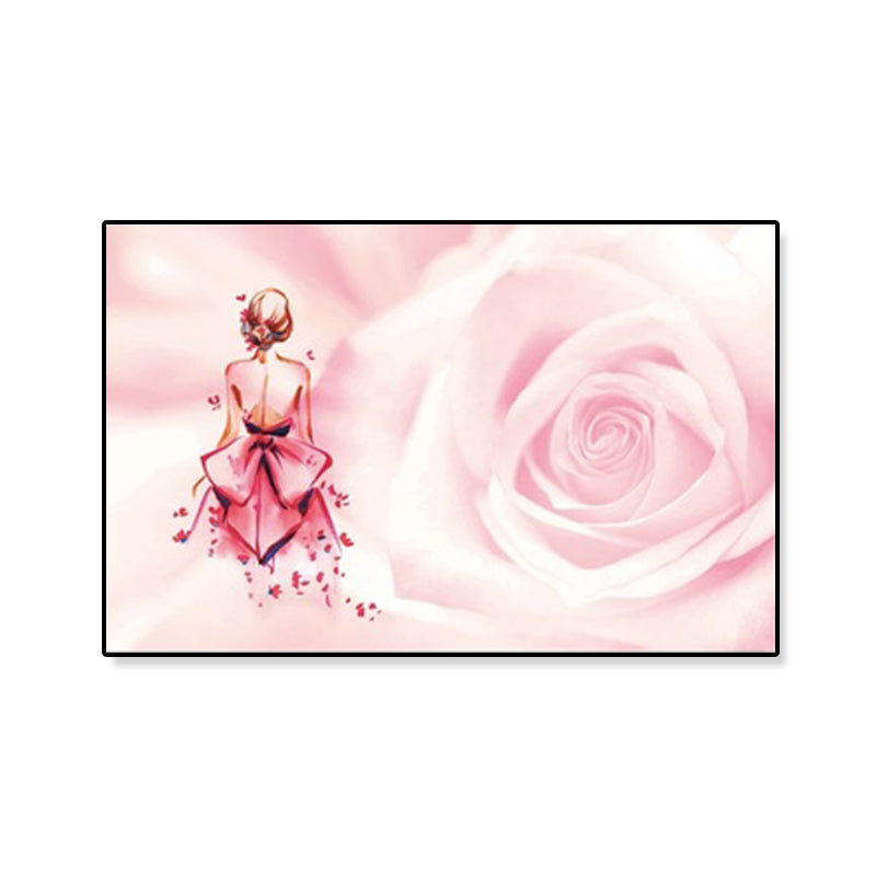 Brehn | Rose und Ballerina Canvas Glam Trendy Mode Wanddekoration in Rosa für das Schlafzimmer